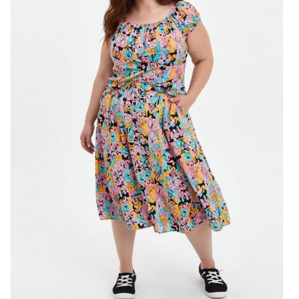 Disney Mickey & Friends Retro Button-Up Midi Skirt